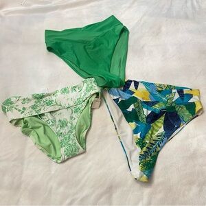 Aerie Green and Multicolor Bikini Bottoms